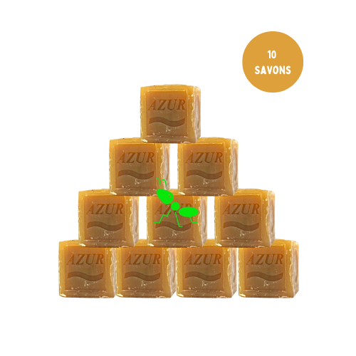 Savon de ménage Azur 10 morceaux de 400 grammes.
