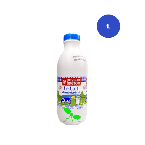 Lait demi écrémé paysan breton 1 litre