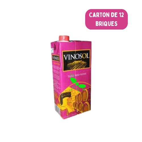 Vinosol vin de table rouge sec pack de 12 briques d'un litre